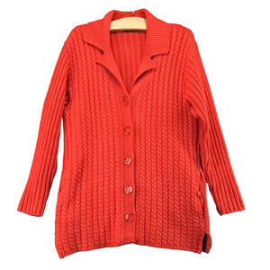Silvana Cardigan Sweater Womens Large Long Sleeve Pink Button Front Collar